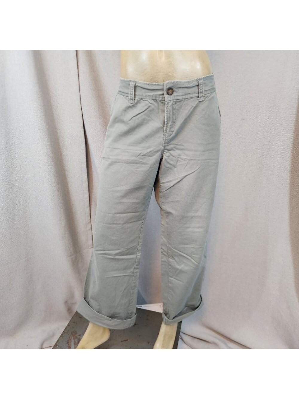 Old Navy Olive Green Distressed Straight Leg Pants Slacks Siz 14 LARGE 36 Wx31 I